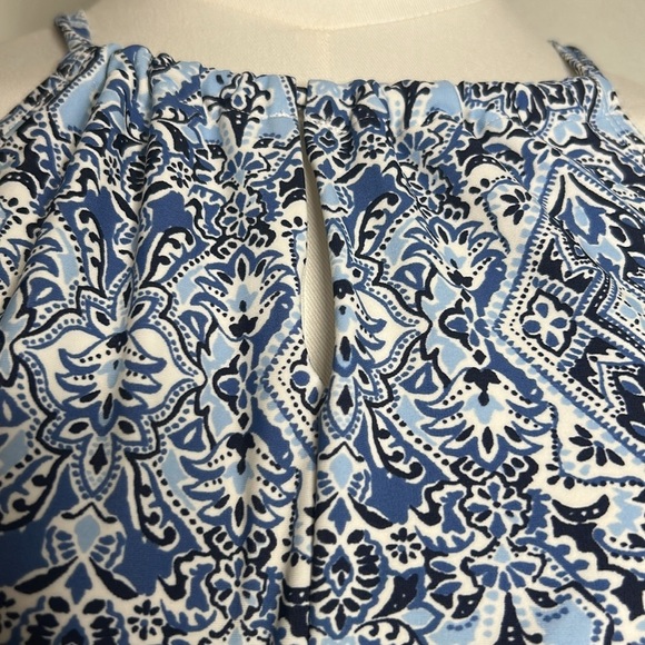 KONA SOL Halter Blue Floral Botanical‎ Blue & White Tankini Swimsuit Swim Top - Picture 5 of 14
